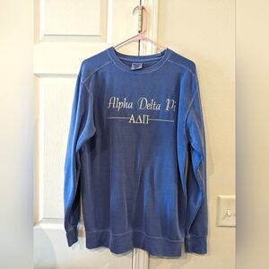 Blue Embroidered Comfort Colors Alpha Delta Pi Crewneck